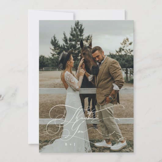 Élégante Typographie Script Merci Photo Mariage (Devant)