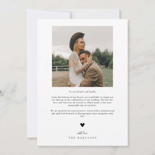 Élégante Typographie Script Merci Photo Mariage (Dos)