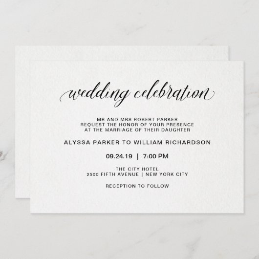 Élégante typographie simple | Faire-part de mariag (Devant / Derrière)