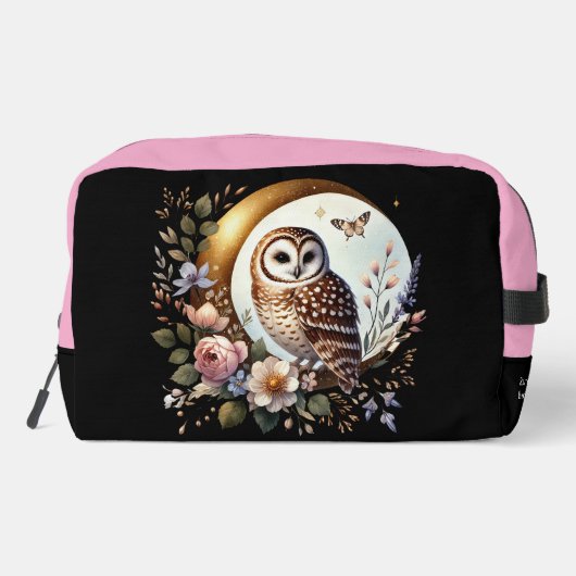 Elegante uil op gouden maan toilettasje (Achterkant)