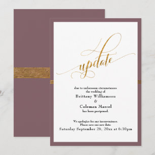 Elegante uitgestelde bruiloft Mauve Gold Stripe Ka Kaart