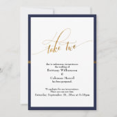 Elegante uitgestelde bruiloft Navy & Gold Stripe K Kaart (Voorkant)