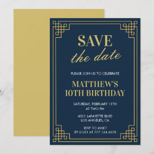 Elegante uitnodiging 10e verjaardag Mannen Save th