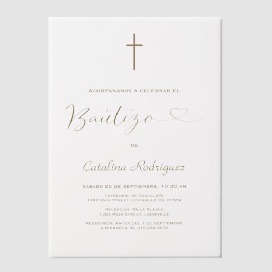 Elegante Uitnodiging Doop Dochter Meisje Doopfeest (Voorkant)