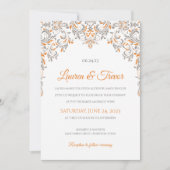 Elegante uitnodiging | Kate (Sinaasappel en grijs) (Voorkant)