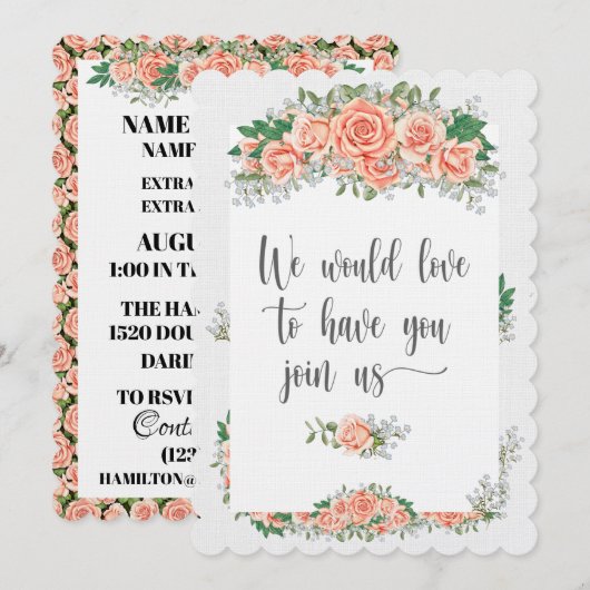 Elegante uitnodiging op linnen papier (Voorkant / Achterkant)