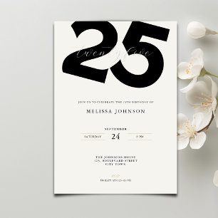 Elegante uitnodiging voor 25e verjaardag - Minimal