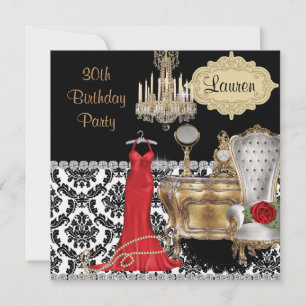 Elegante uitnodiging voor 30ste VERJAARDAG met vin