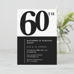 Elegante uitnodiging voor 60ste verjaardag Black C