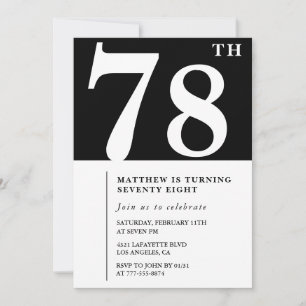 Elegante uitnodiging voor 78ste verjaardag in zwar