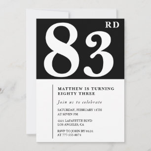 Elegante uitnodiging voor 83ste verjaardag in zwar
