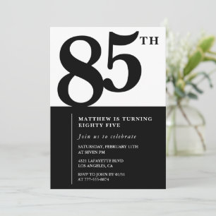 Elegante uitnodiging voor 85ste verjaardag Black C