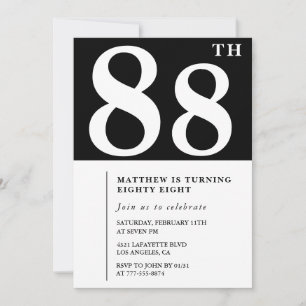 Elegante uitnodiging voor 88ste verjaardag in zwar