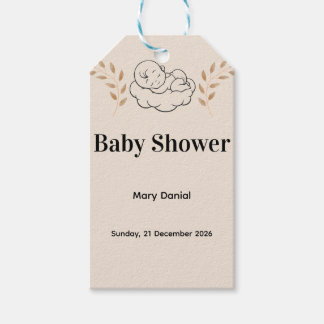 Elegante uitnodiging voor babyfeest in moderne Boh Cadeaulabel