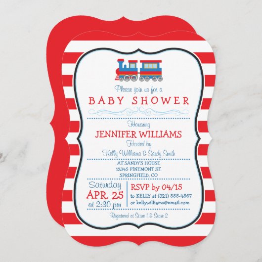 Elegante uitnodiging voor babyfeest met speelgoedt (Voorkant / Achterkant)