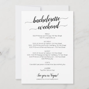 Elegante Uitnodiging voor Bachelorette Weekendprog