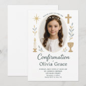Elegante Uitnodiging voor Bevestiging van Meisje (Voorkant / Achterkant)