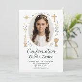 Elegante uitnodiging voor bevestiging voor meisjes (Staand voorkant)