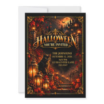 Elegante uitnodiging voor een Halloween-zwart katt