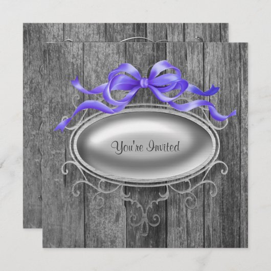 Elegante uitnodiging voor feestje met structuur va (Voorkant / Achterkant)