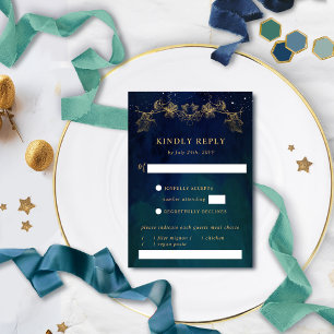 Elegante uitnodiging voor Navy en Green Celestial 