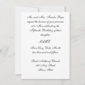 Elegante uitnodiging voor Quinceanera in zwart en (Achterkant)