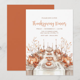 Elegante uitnodiging voor Thanksgiving diner tafel