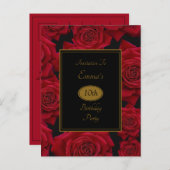 Elegante uitnodiging voor verjaardagsfeest met rod (Voorkant / Achterkant)