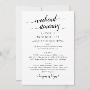 Elegante uitnodiging voor weekend verjaardags itin