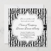 Elegante uitnodiging voor zwartwit diner dansfeest (Voorkant)