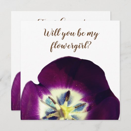 Elegante Uitnodiging Wil je mijn bloemenmeisje zij (Voorkant / Achterkant)