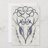 Elegante uitnodigingen in reliëfdruk Blauwe Scroll (Voorkant)