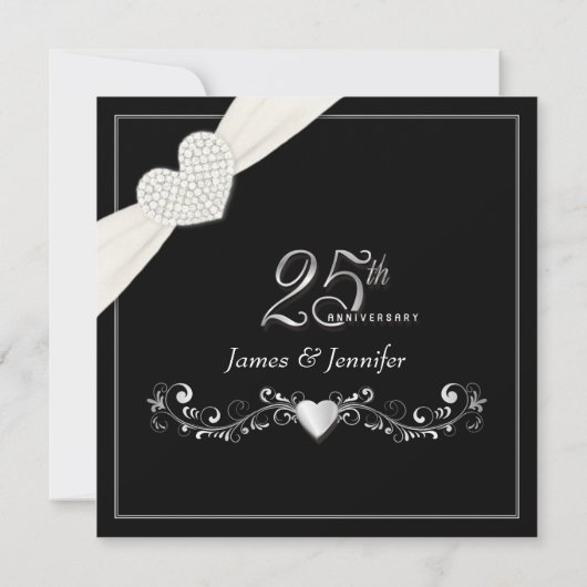 Elegante uitnodigingen voor 25-jarig jubileumfeest (Achterkant)