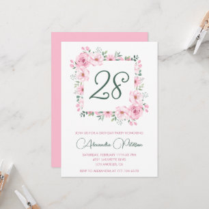 Elegante uitnodigingen voor 28ste verjaardag Bloem