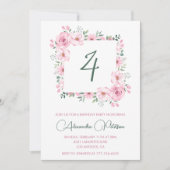 Elegante uitnodigingen voor de 4e verjaardag Flora (Voorkant)