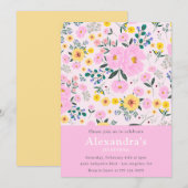 Elegante uitnodigingen voor de 4e verjaardag Flora (Voorkant / Achterkant)