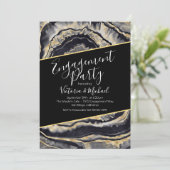 Elegante uitnodigingen voor Gold Agate Engagement (Staand voorkant)