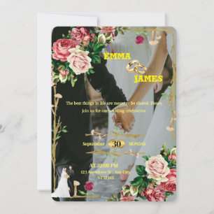 Elegante Uitnodigingskaart voor Trouwfeest die Bew Feestdagenkaart