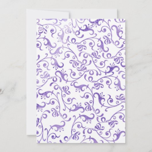 Elegante ultra violette Waterverf bloeit bruiloft Kaart (Achterkant)