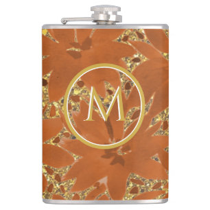 Elegante Unieke Monogrammed Gouden Sparkle Heupfles