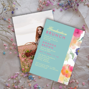 Elegante unieke trendy waterverf afstuderen BRUNCH Kaart