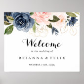 Élégante Unique Hiver Floral Mariage Affiche de bi (Devant)