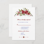 Elégante vacances d'hiver Poinsettia Mariage RSVP (Devant / Derrière)