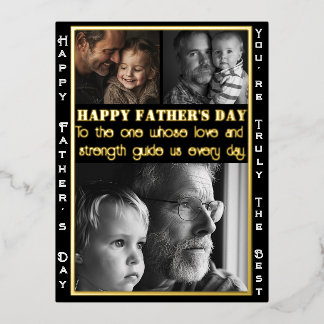 Elegante Vaderdag Custom Foto's & Goud Folie Feestdagen Briefkaart
