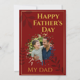 Elegante Vaderdag Fotokaart met Goud & Groene Acce Kaart