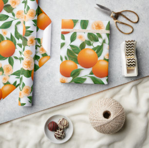 Elegante Valenciaanse Oranje bloem Cadeaupapier