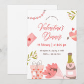 Elegante Valentijnsdiner Feestkaart Feestdagenkaart (Voorkant / Achterkant)
