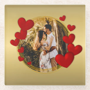 Elegante Valentijnskaarten, Liefde, Jubileum Rode Glazen Onderzetter
