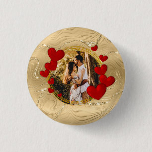 Elegante Valentijnskaarten, Liefde, Jubileum Rode  Ronde Button 3,2 Cm