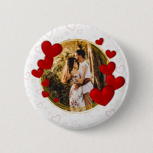 Elegante Valentijnskaarten, Liefde, Jubileum Rode Ronde Button 5,7 Cm